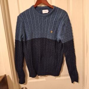Farah Blue Two Tone Sweater Mens Medium